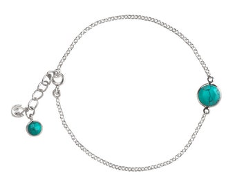 Pulsera de cadena turquesa en plata de ley
