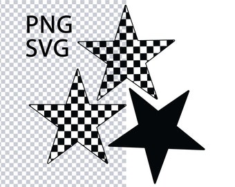 Checkered Star SVG Files, Preppy Retro Checkerboard Background, Sublimation Vector Design and Clip Art Template, Checker Racing Pattern PNG