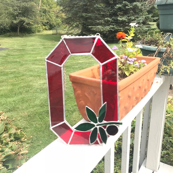 Ohio State Licensed Stained Glass Block "O"