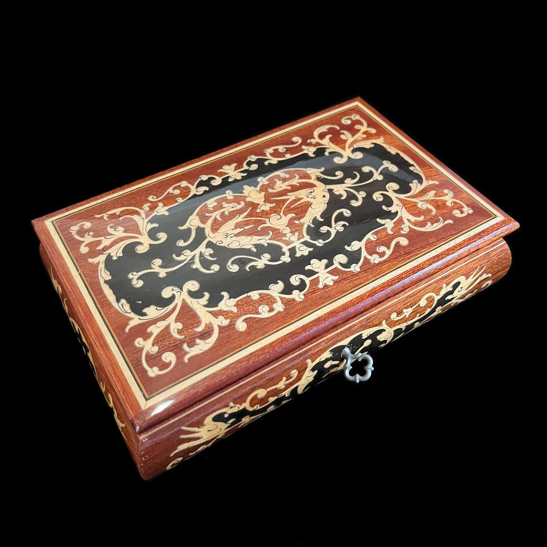 Stella Carillon Wood Music/jewelry Box With Key Etsy