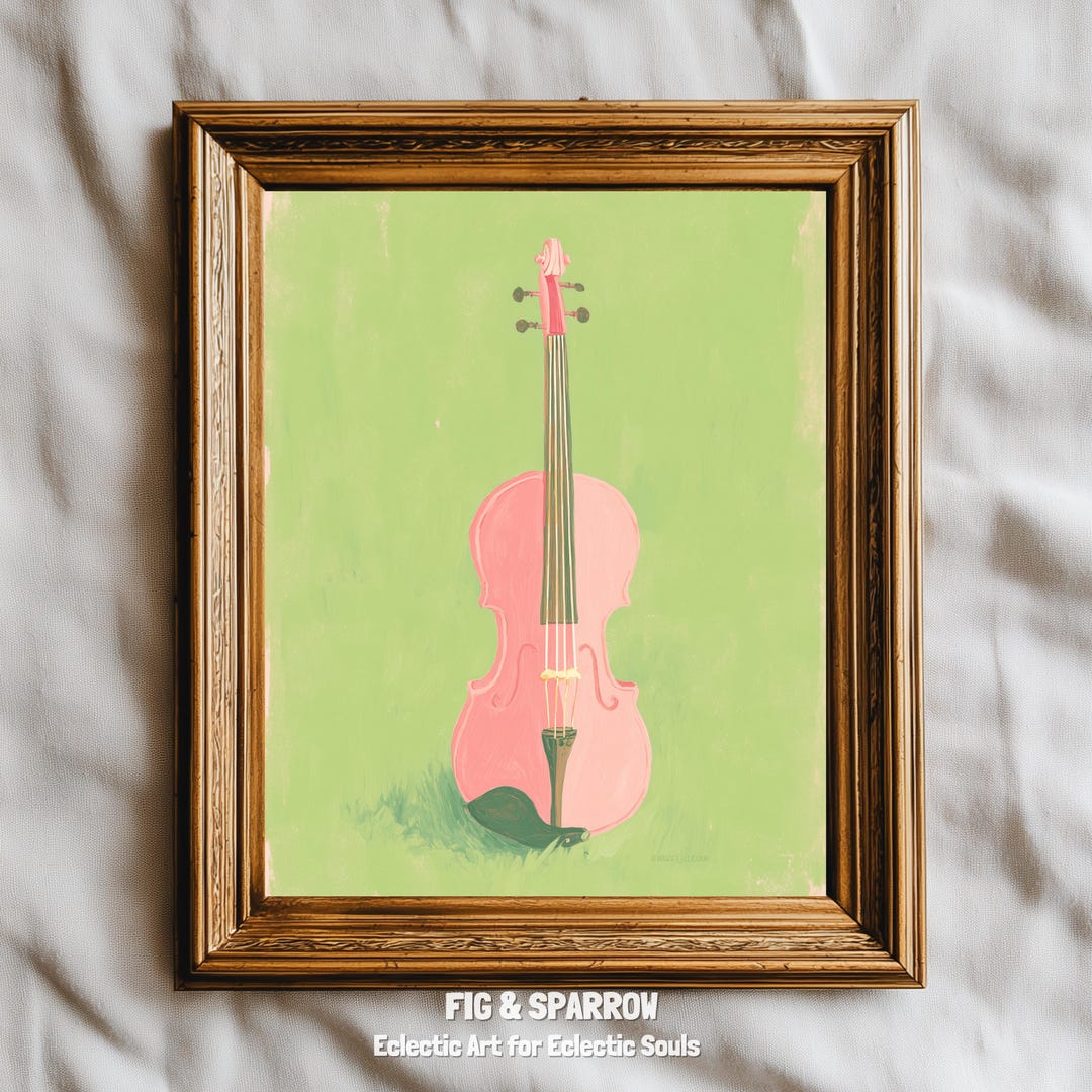 Pink Violin Wall Art – Playful Music Painting Print (digital Download ...