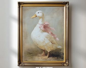 Vintage Duck Print: Cottagecore Farmhouse Animal Art (Digital Download)