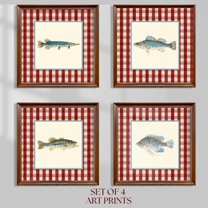 Vintage Fish Art Prints Set: Rustic Cabin Decor (Digital Download