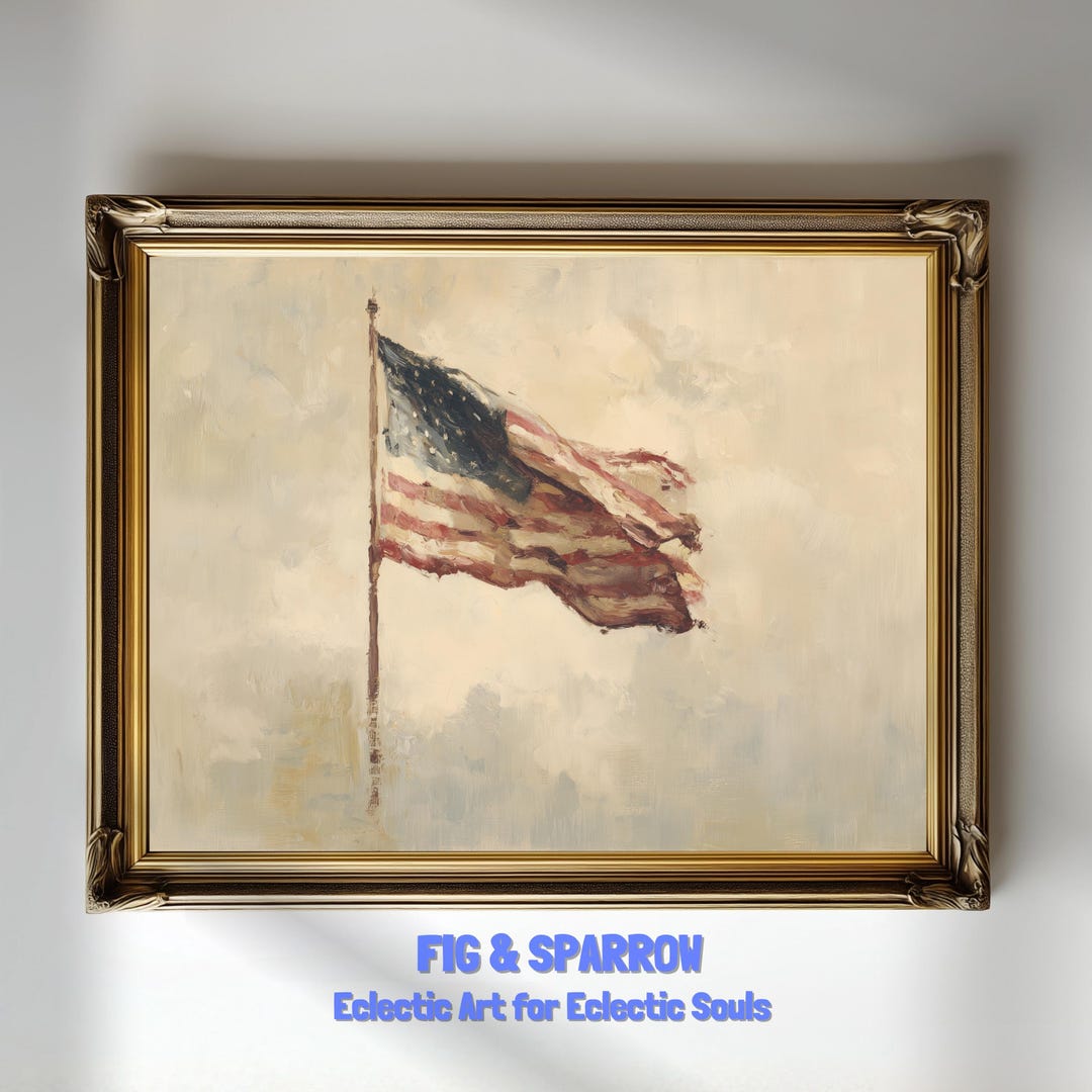 Vintage American Flag Print: Rustic 4th of July Wall Art (digital ...