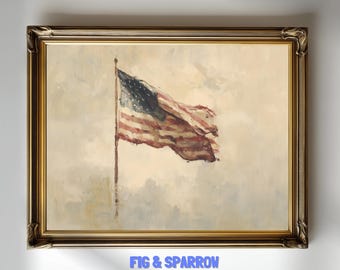Vintage American Flag Print: Rustic 4th of July Wall Art (Digital Download