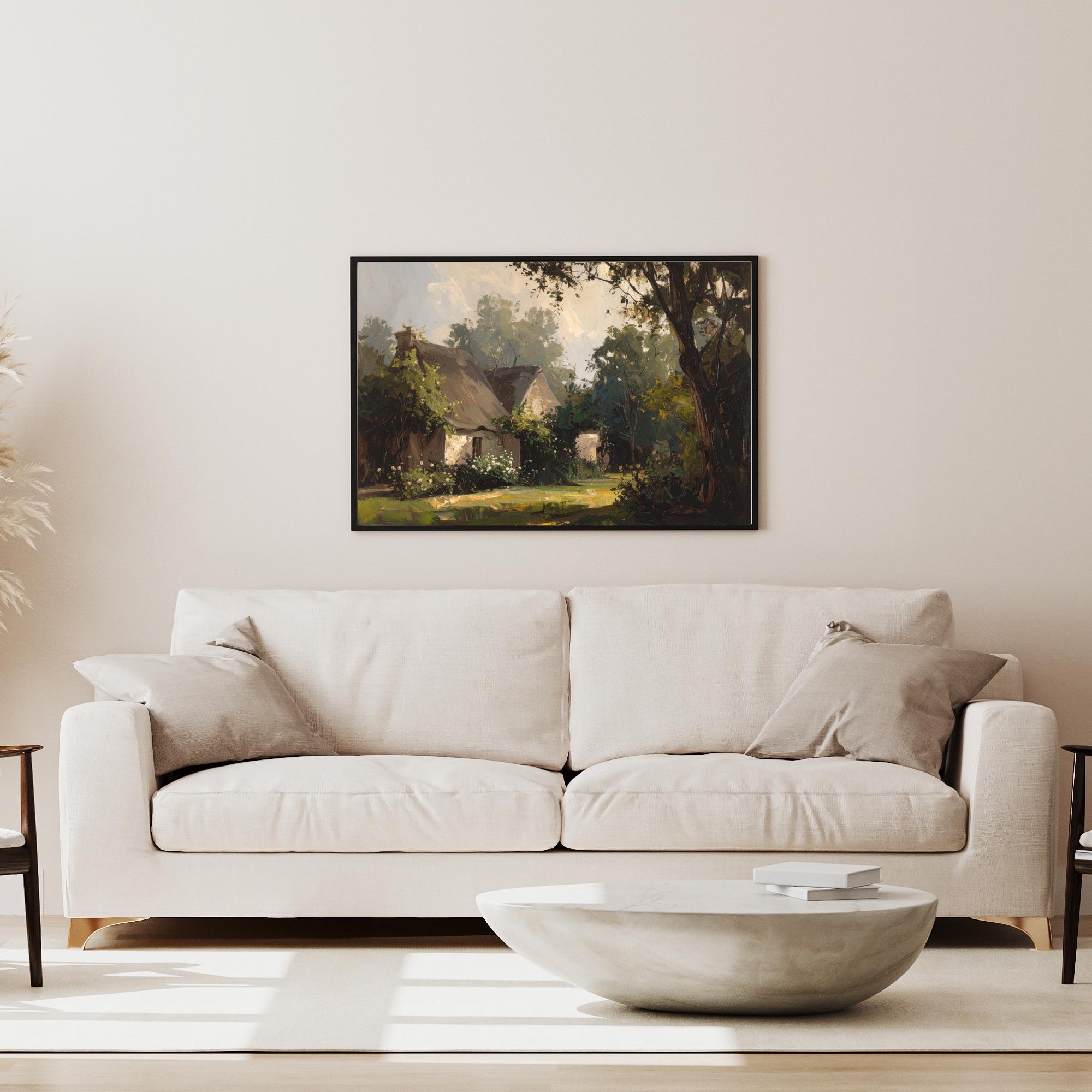 Rustic Large Print Vintage Cottage Landscape Print: Rustic European Farmhouse (digital ...