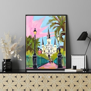 Lámina artística de Nueva Orleans, decoración de pared de Nueva Orleans, arte de Nueva Orleans, lámina artística del Barrio Francés, lámina artística de Nueva Orleans, pintura de Nueva Orleans, arte del Barrio Francés