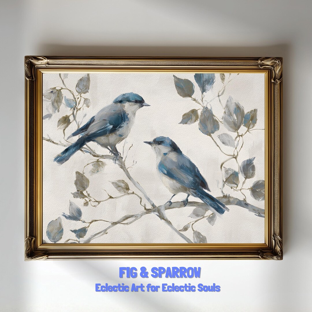 Vintage Blue Bird Print | Cottagecore Bird Wall Art (digital Download ...
