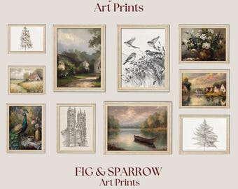Vintage French Gallery Wall Art Set: Cottagecore Botanical Prints (Digital Download)