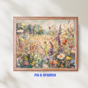 Cottagecore Wildblumen Wiese Kunstdruck: Sommer Botanische Wand Dekoration (Digitaler Download)