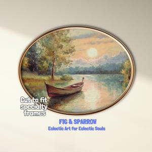 Vintage Rowboat Print | Sunset Lake Wall Art (digital Download) - Etsy