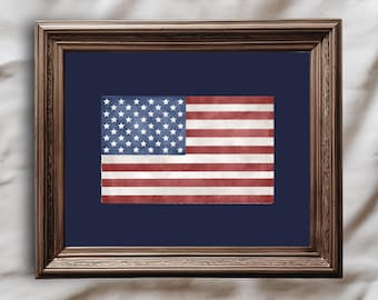 American Flag Wall Art | Rustic USA Printable | Vintage Patriotic Digital Download