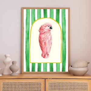 Pink Parrot Tropical Print: Whimsical Jungle Wall Art (Digital Download