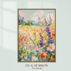 Wildflower Meadow Painting Print: Impressionist Floral Art (Digital Download)
