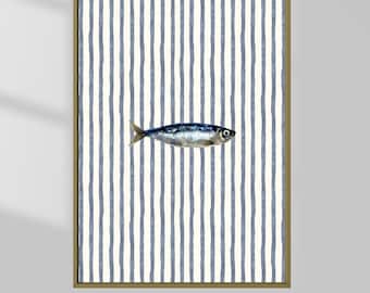 "Aquarell ""Sardine"" Print: Vintage Küchen Deko - 30 x 40 cm"
