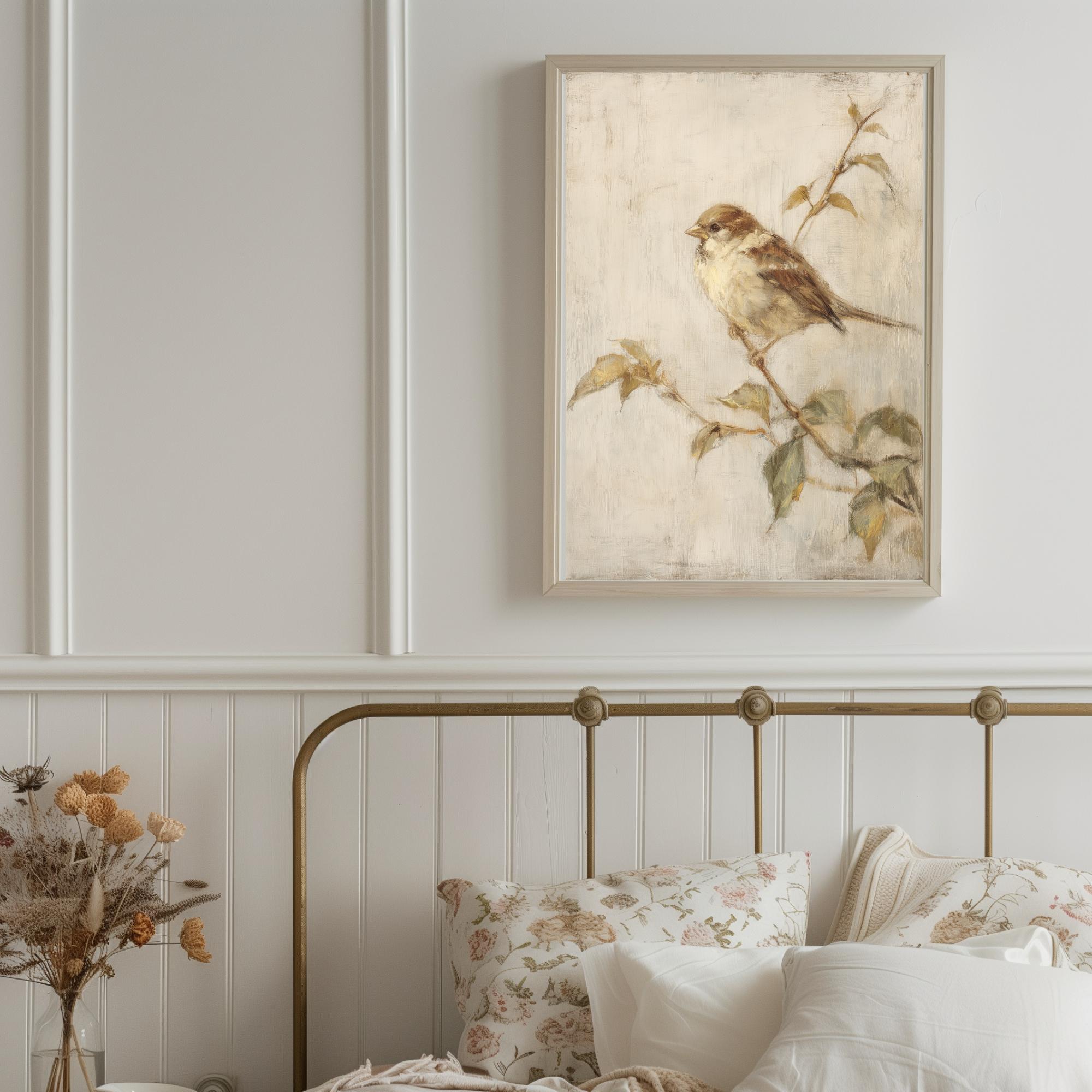Vintage Sparrow Print: Cottagecore Bird Wall Art (digital Download - Etsy
