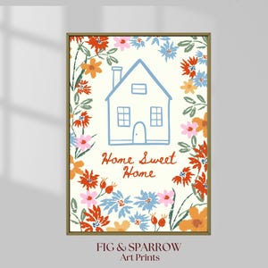 Home Sweet Home Wall Art Printable | Vintage Cottagecore House Decor | Rustic Floral Digital Download | Cozy Farmhouse Quote Print