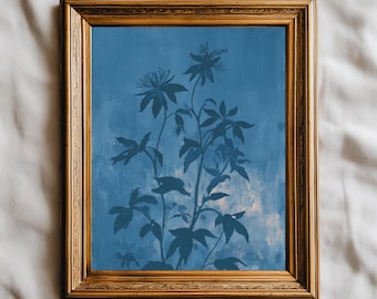 Indigo Botanical Print | Vintage Floral Illustration (Digital Download)