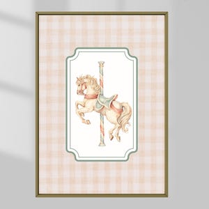 Vintage Carousel Horse Art Print: Pastel Nursery Decor (Digital Download)