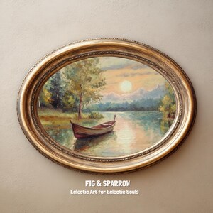 Vintage Rowboat Print | Sunset Lake Wall Art (digital Download) - Etsy