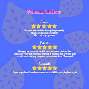 May include: A blue background with a pattern of lemon slices and customer reviews. The reviews include star ratings and positive comments about the product and customer service. The text "Customer Reviews" is in pink.