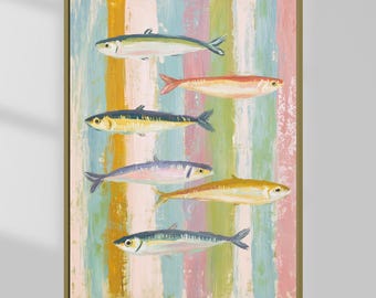Retro Sardine Art Print: Coastal Kitchen Decor (Digital Download