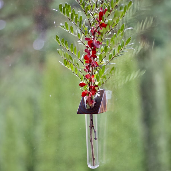 Test Tube Bud Vase with suction cup 10 - Rustic Mid-Century Home Decor - Wall Art - Housewarming Gift - Window Display