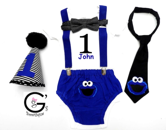 Cookie Monster Sesame Street 1st Birthday Outfit Boy Smash Etsy