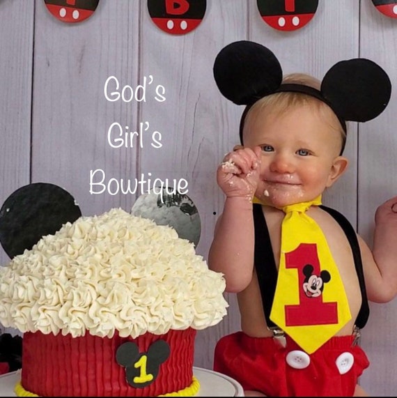 Mickey Mouse 1st Birthday Outfit Cake Smash Party Invitation Etsy