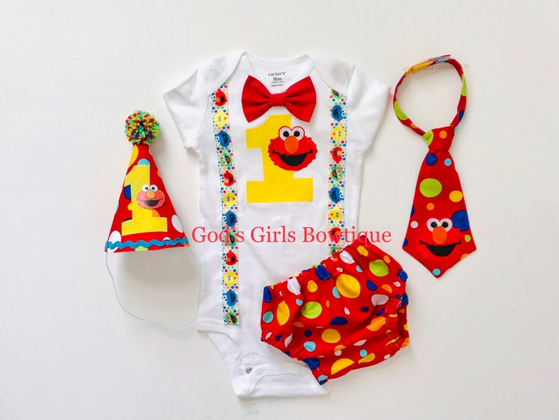 Elmo First 1st Birthday Outfit Smash Cake Outfit Tie Birthday Etsy
