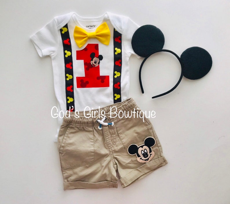 Disney Mickey Mouse First Birthday Tshirt 1st One Outfit Boys Girls Age Top 1 Am