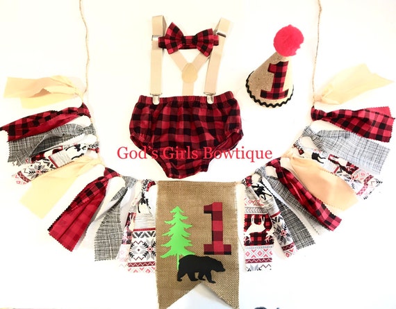 buffalo plaid first birthday outfit