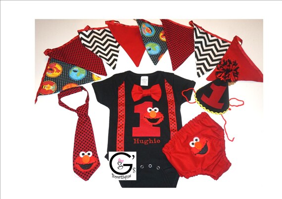 Elmo 1st Birthday Smash Cake Party Birthday Outfit Bow Tie Etsy