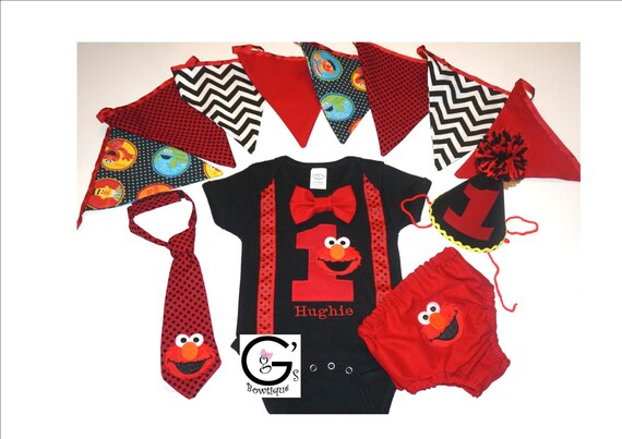 Elmo 1st Birthday Smash Cake Party Birthday Outfit Bow Tie Etsy