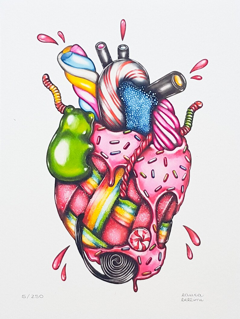 Sweetheart Anatomical Heart Made of Sweets and Candies Etsy