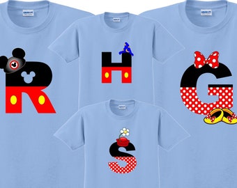 MICKEY MINNIE Block LETTERS Disney Vacation Disney Group Shirts Disney Matching Shirts Disney Personalized Shirts Disney Family Shirt