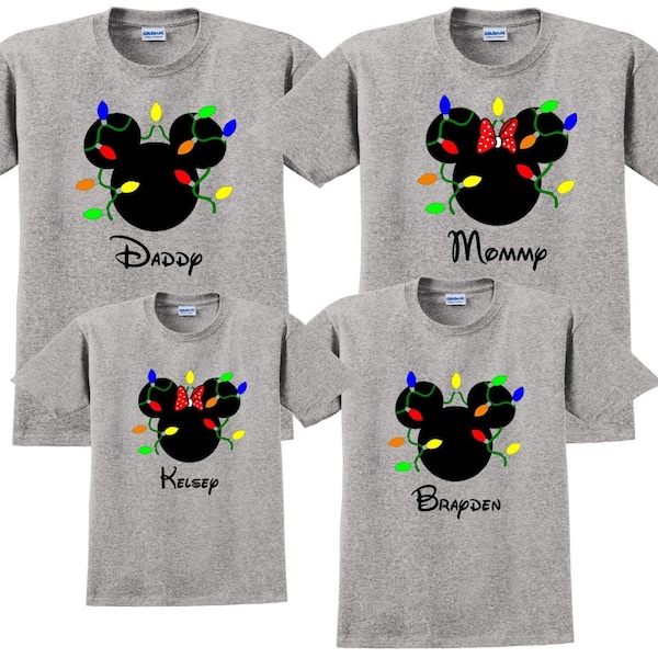 DISNEY CHRISTMAS LIGHTS Disney Vacation Disney Group Shirts Disney Matching Shirts Disney Personalized Shirts Disney Family Shirts