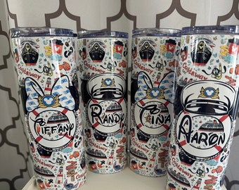 Vaso de crucero Mickey Castaway de 20 oz Reserve su crucero a través de mí y obtenga su vaso gratis Vaso delgado de acero inoxidable con pajita,