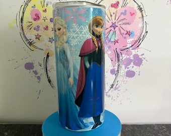 20 oz Disney Frozen or YOUR favorite Tumbler Stainless steel skinny tumbler with straw, travel cup, gift for Disney lover