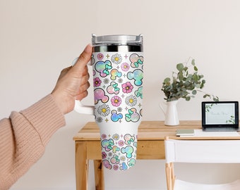 40 oz Mickey Minnie Tumbler Stainless steel tumbler with straw, travel cup, gift for Disney lover
