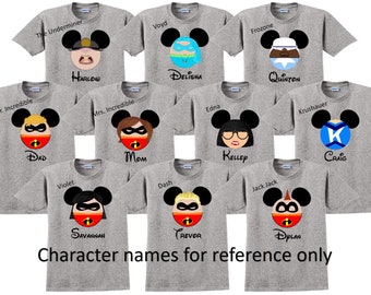 INCREDIBLES FAMILY Disney Vacation Disney Group Shirts Disney Matching Shirts Disney Personalized Shirts Disney Family Shirts
