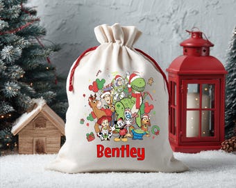 Bolsa de regalo navideña Disney, vacaciones Disney en grupo, saco de Papá Noel.