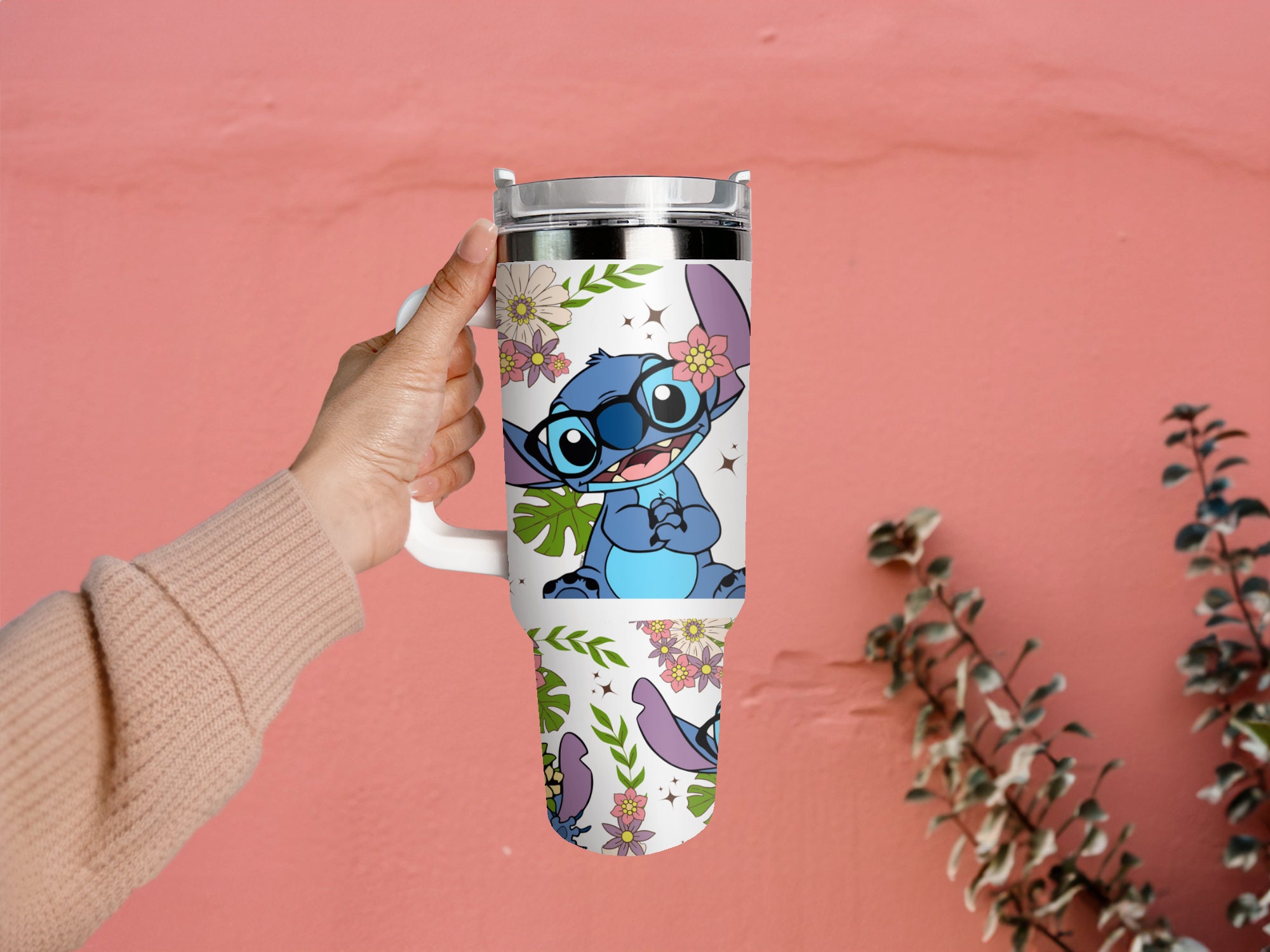 Stitch Stuff Lilo And Stitch Stanley Cups 40 Oz Ohana Means Family Stitch  Flower Pattern 40Oz Stainless Steel Tumbler With Handle And Straw Lid NEW -  Laughinks