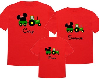 Disney Shirt GREEN TRACTOR Disney Vacation Disney Group Shirts Disney Matching Shirts Disney Personalized Shirts Disney Family Shirts