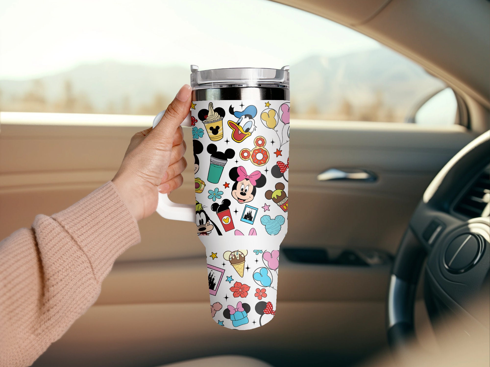 Mickey Mouse Tumbler 40 Oz Mickey Mouse Castle Glitter Pattern 40Oz  Stainless Steel Stanley Tumbler With Handle And Straw Lid Disney Cups NEW -  Laughinks