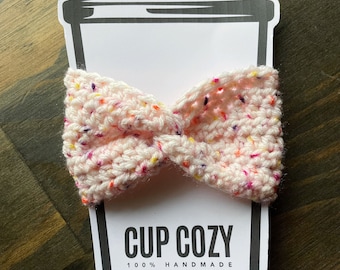 Twisted Cup Cozy, READY TO SHIP, Crochet Cup Cozy, Coffee Cup Sleeve, Teacup Cozy, Slide On Cup Sleeve