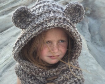 Hooded Bear Cowl (crochet) - all sizes - made to order