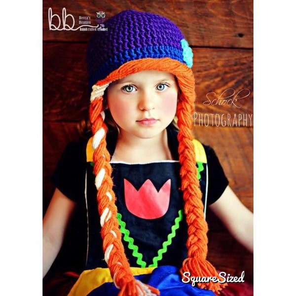Snow Princess - crochet beanie with braids - all sizes - made to order