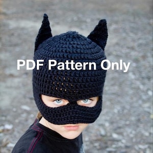 Fledermaus / Katzen Maske Beanie - NUR MUSTER - gehäkelt - Größe Neugeborene bis Erwachsene