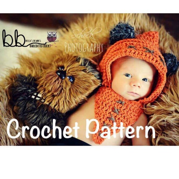 Wookie Hood - MOTIF SEULEMENT - Crochet - Tailles : 0-3 mois, 3-6 mois, 6-9 mois, 9-12 mois, tout-petit, enfant, petit adulte, grand adulte